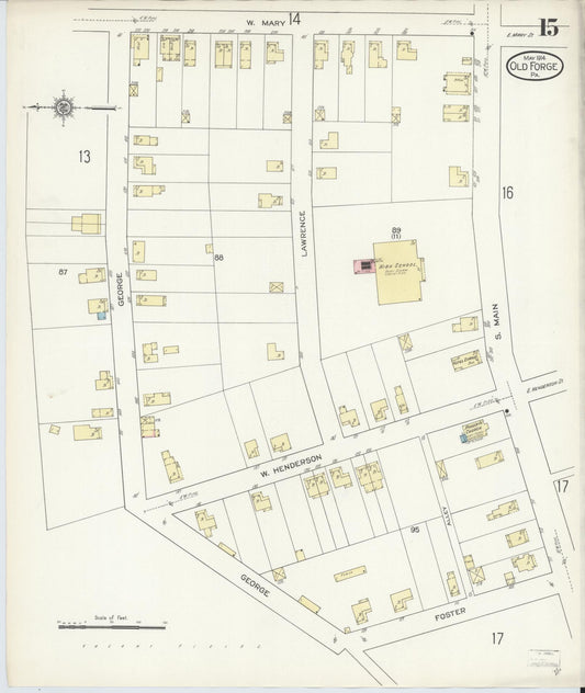 Sanborn Fire Insurance Map from Old Forge, Lackawanna County, Pennsylvania (1914), Sheet #0015 - Historic Sanborn Fire Insurance Map Print, vintage old map wall art, antique decor, genealogy gift, Pennsylvania Pennsylvania map