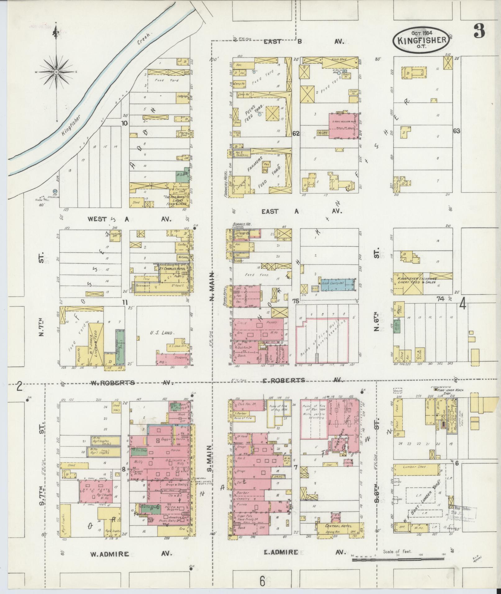Sanborn Fire Insurance Map from Kingfisher, Kingfisher County, Oklahoma (1904), Sheet #0003 - Complete Map Set gallery image, historic Sanborn map, vintage wall art, Oklahoma Oklahoma
