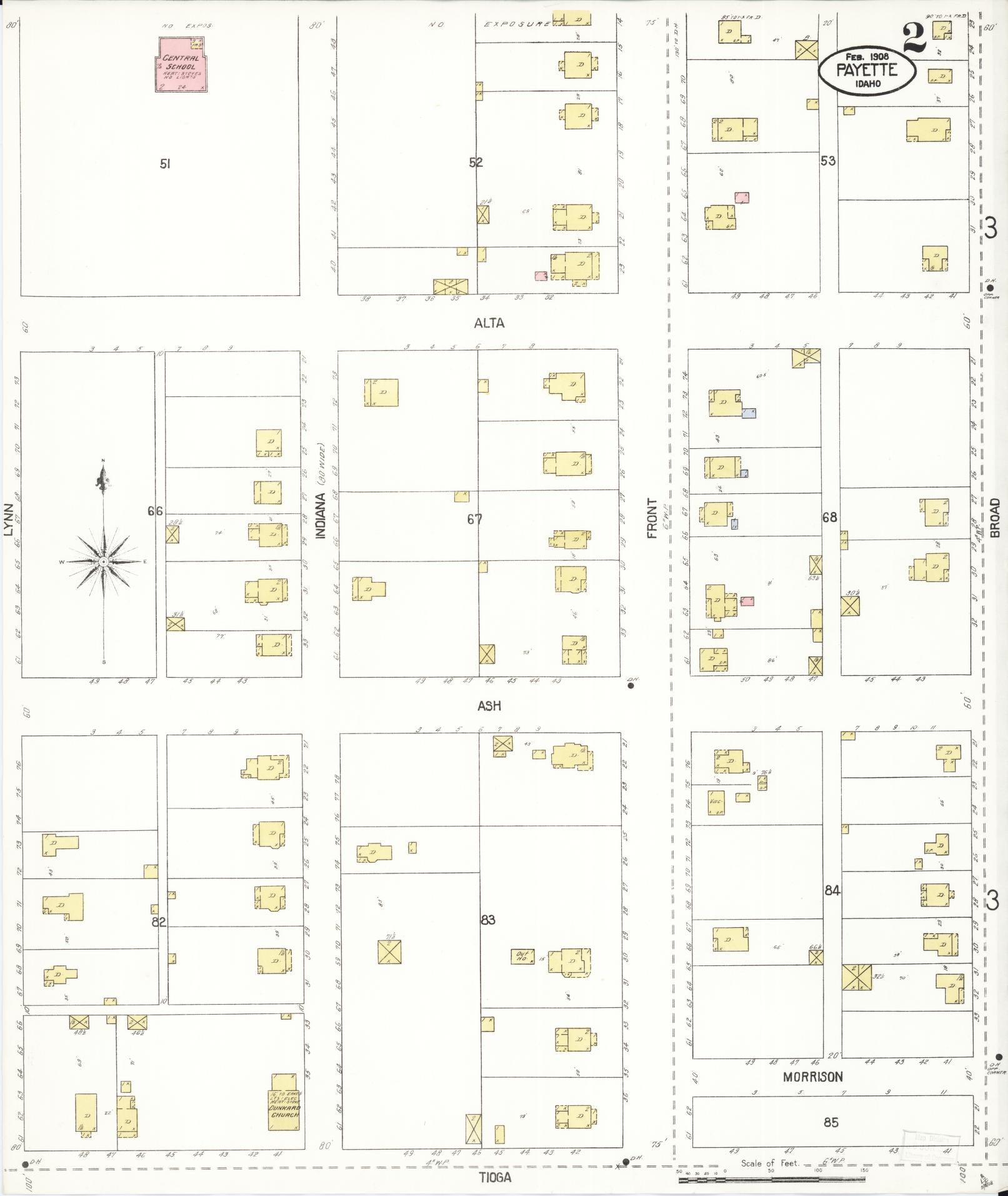 Sanborn Fire Insurance Map from Payette, Payette County, Idaho (1908), Sheet #0002 - Historic Sanborn Fire Insurance Map Print, vintage old map wall art, antique decor, genealogy gift, Idaho Idaho map
