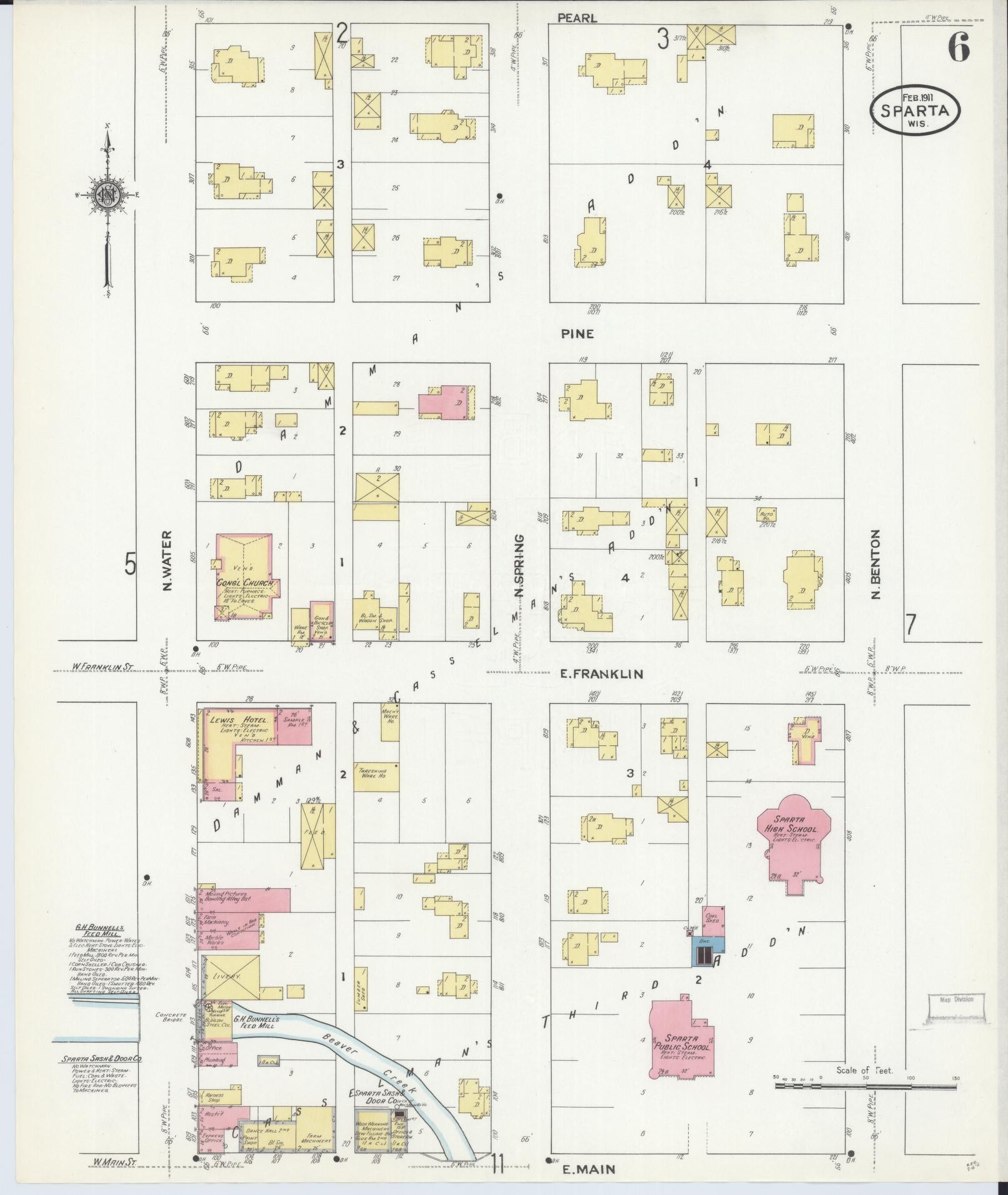 Sanborn Fire Insurance Map from Sparta, Monroe County, Wisconsin (1911), Sheet #0006 - Complete Map Set gallery image, historic Sanborn map, vintage wall art, Wisconsin Wisconsin