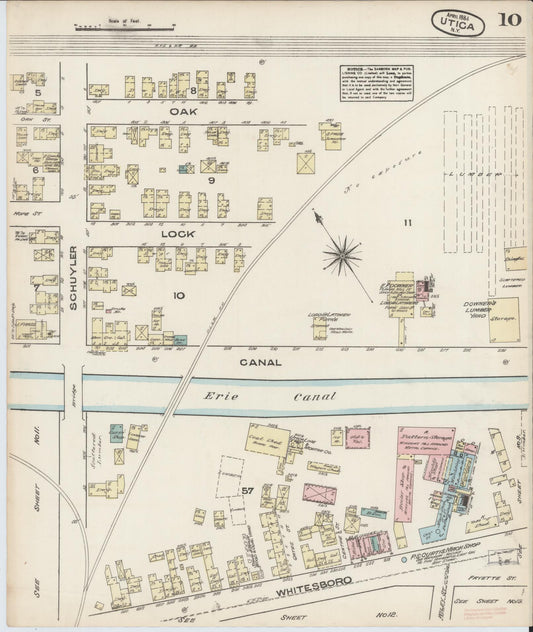 Sanborn Fire Insurance Map from Utica, Oneida County, New York (1884), Sheet #0010 - Historic Sanborn Fire Insurance Map Print, vintage old map wall art, antique decor, genealogy gift, New York New York map