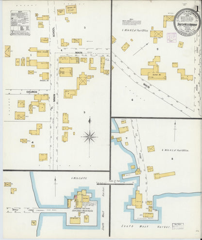 Sanborn Fire Insurance Map from Southwest Harbor, Hancock County, Maine (1906), Sheet #0001 - Complete Map Set gallery image, historic Sanborn map, vintage wall art, Maine Maine
