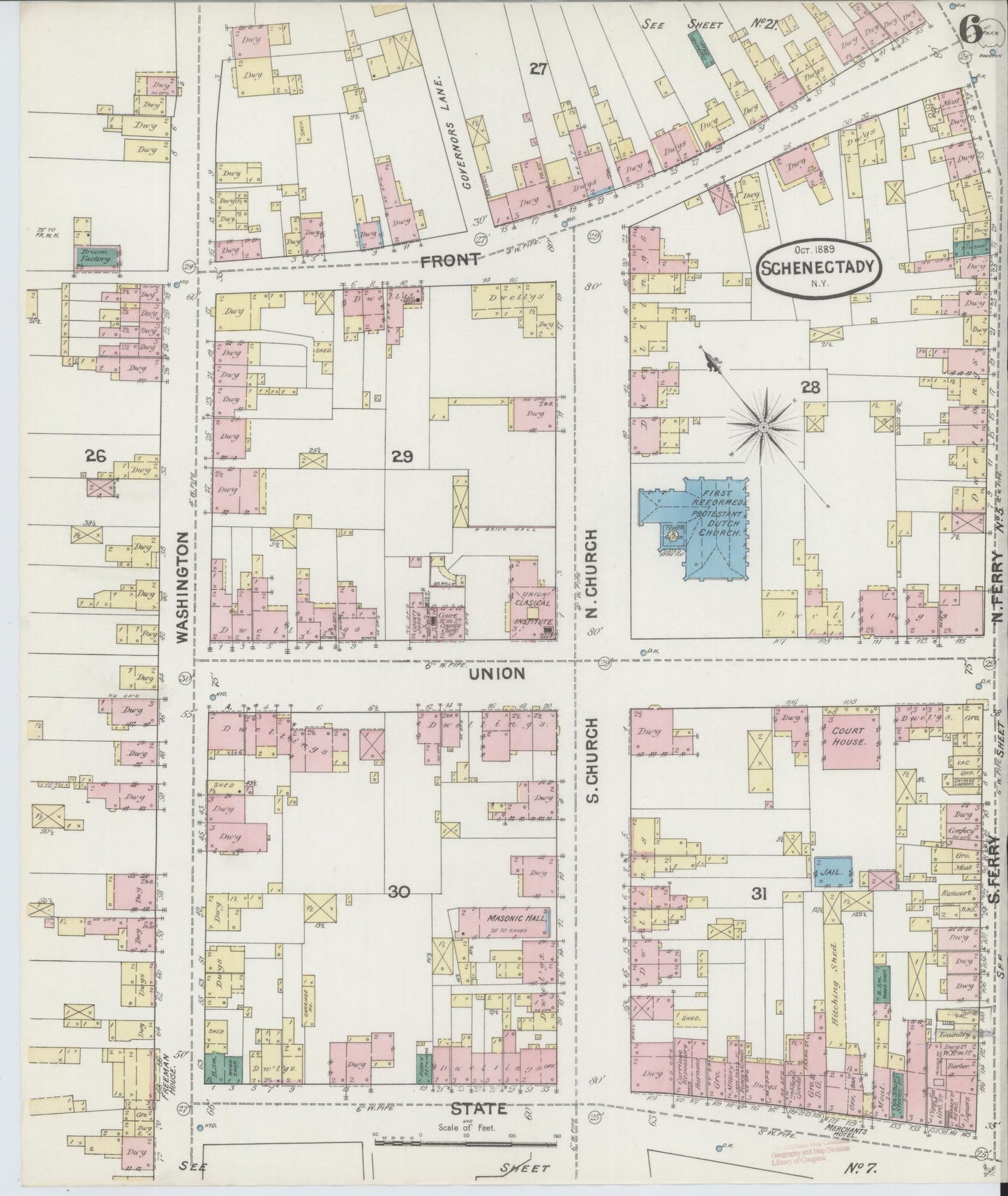 Sanborn Fire Insurance Map from Schenectady, Schenectady County, New York (1889), Sheet #0006 - Complete Map Set gallery image, historic Sanborn map, vintage wall art, New York New York