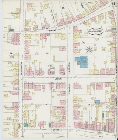 Sanborn Fire Insurance Map from Schenectady, Schenectady County, New York (1889), Sheet #0006 - Complete Map Set gallery image, historic Sanborn map, vintage wall art, New York New York