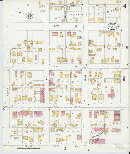 Sanborn Fire Insurance Map from Ironton, Lawrence County, Ohio (1900), Sheet #0004 - Historic Sanborn Fire Insurance Map Print, vintage old map wall art, antique decor, genealogy gift, Ohio Ohio map