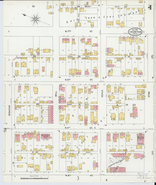 Sanborn Fire Insurance Map from Ironton, Lawrence County, Ohio (1900), Sheet #0004 - Historic Sanborn Fire Insurance Map Print, vintage old map wall art, antique decor, genealogy gift, Ohio Ohio map