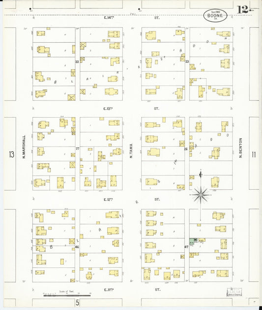 Sanborn Fire Insurance Map from Boone, Boone County, Iowa (1900), Sheet #0012 - Historic Sanborn Fire Insurance Map Print, vintage old map wall art