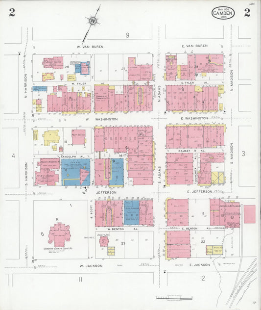 Sanborn Fire Insurance Map from Camden, Ouachita County, Arkansas (1930), Sheet #0002 - Historic Sanborn Fire Insurance Map Print, vintage old map wall art, antique decor, genealogy gift, Arkansas Arkansas map