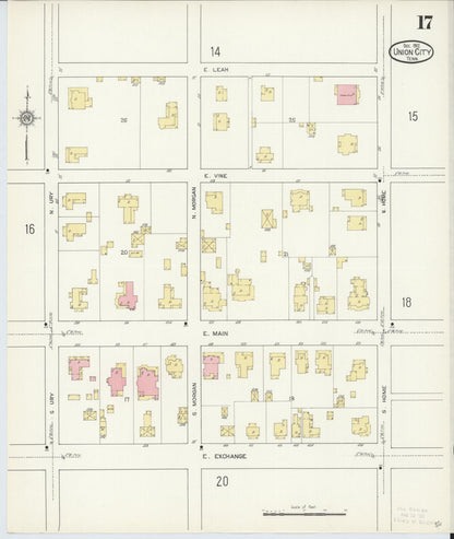 Sanborn Fire Insurance Map from Union City, Obion County, Tennessee (1912), Sheet #0017 - Complete Map Set gallery image, historic Sanborn map, vintage wall art, Tennessee Tennessee