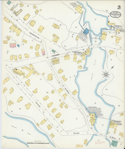 Sanborn Fire Insurance Map from Theresa, Jefferson County, New York (1905), Sheet #0003 - Historic Sanborn Fire Insurance Map Print, vintage old map wall art, antique decor, genealogy gift, New York New York map