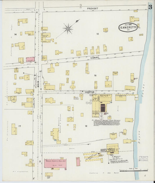 Sanborn Fire Insurance Map from Jeannerette, Iberia Parish, Louisiana (1895), Sheet #0003 - Historic Sanborn Fire Insurance Map Print, vintage old map wall art, antique decor, genealogy gift, Louisiana Louisiana map