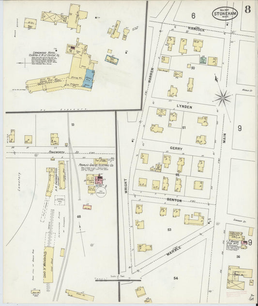 Sanborn Fire Insurance Map from Stoneham, Middlesex County, Massachusetts (1897), Sheet #0008 - Historic Sanborn Fire Insurance Map Print, vintage old map wall art, antique decor, genealogy gift, Massachusetts Massachusetts map