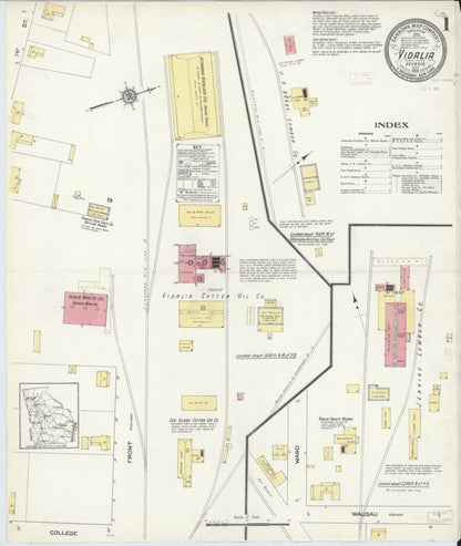 Sanborn Fire Insurance Map from Vidalia, Toombs County, Georgia (1913), Sheet #0001 - Complete Map Set gallery image, historic Sanborn map, vintage wall art, Georgia Georgia