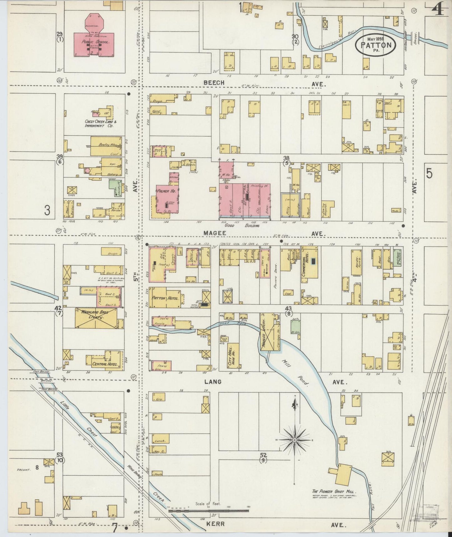 Sanborn Fire Insurance Map from Patton, Cambria County, Pennsylvania (1898), Sheet #0004 - Complete Map Set gallery image, historic Sanborn map, vintage wall art, Pennsylvania Pennsylvania
