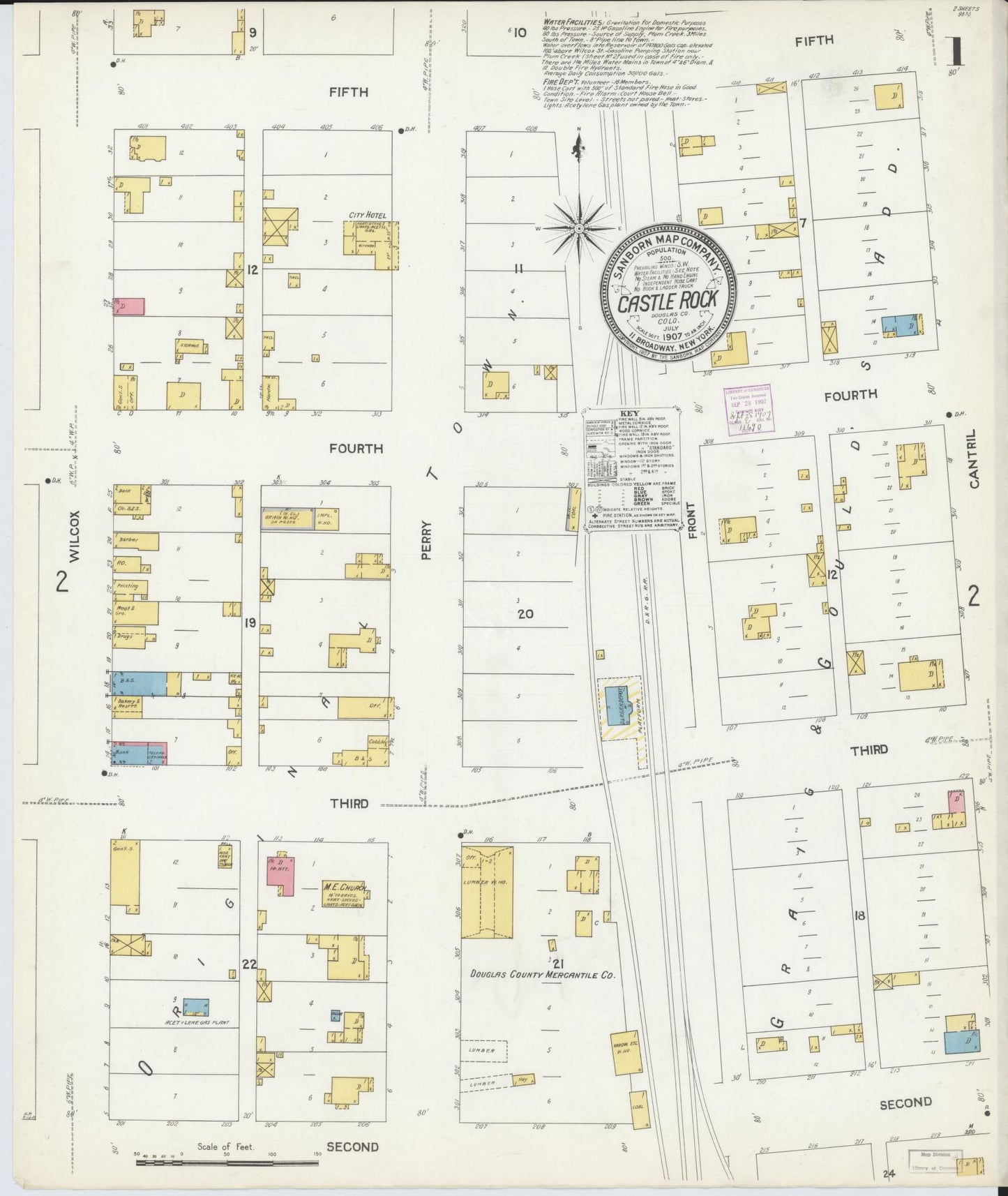 Sanborn Fire Insurance Map from Castle Rock, Douglas County, Colorado. (1907) – Historic Sanborn Fire Insurance Map Print