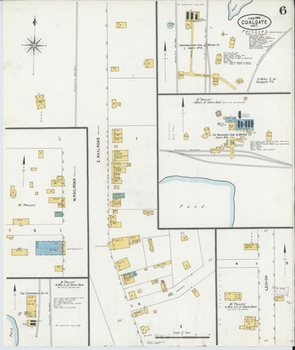 Sanborn Fire Insurance Map from Coalgate, Coal County, Oklahoma (1904), Sheet #0006 - Complete Map Set gallery image, historic Sanborn map, vintage wall art, Oklahoma Oklahoma