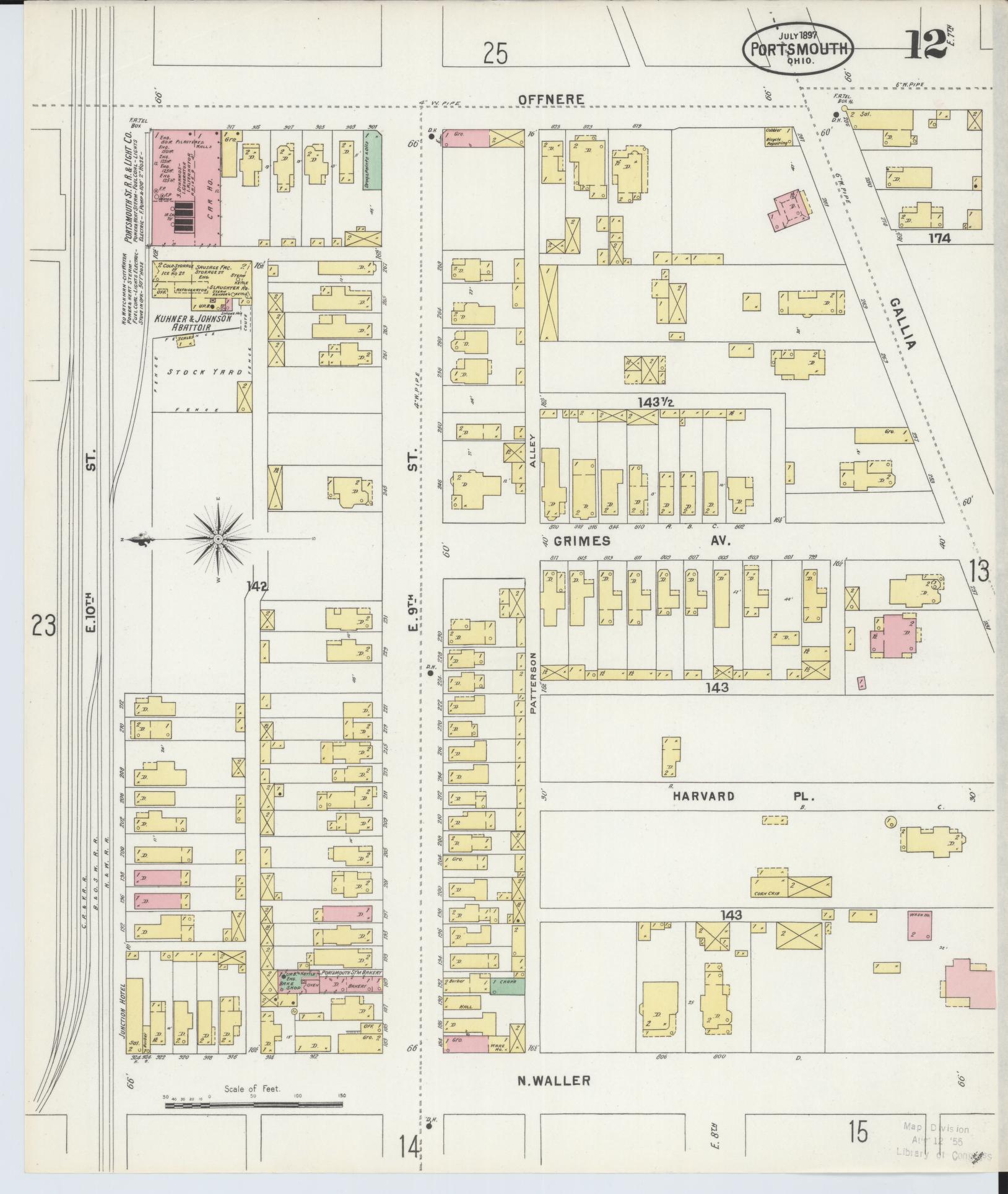 Sanborn Fire Insurance Map from Portsmouth, Scioto County, Ohio (1897), Sheet #0012 - Complete Map Set gallery image, historic Sanborn map, vintage wall art, Ohio Ohio