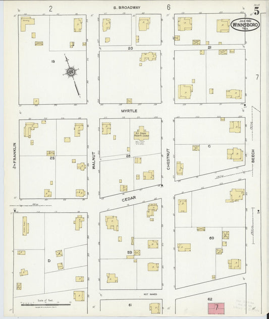 Sanborn Fire Insurance Map from Winnsboro, Wood County, Texas (1921), Sheet #0005 - Historic Sanborn Fire Insurance Map Print, vintage old map wall art, antique decor, genealogy gift, Texas Texas map