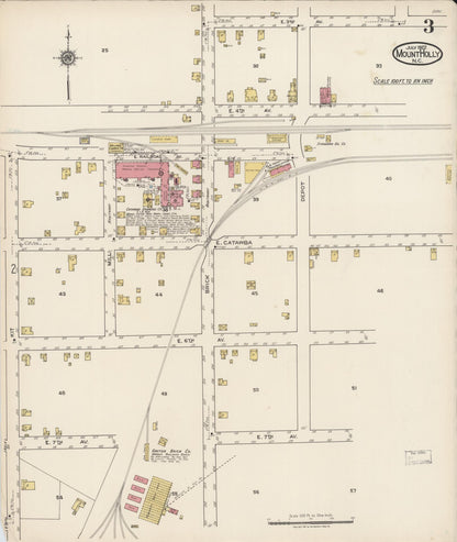 Sanborn Fire Insurance Map from Mount Holly, Gaston County, North Carolina (1922), Sheet #0003 - Historic Sanborn Fire Insurance Map Print, vintage old map wall art, antique decor, genealogy gift, North Carolina North Carolina map