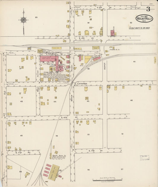 Sanborn Fire Insurance Map from Mount Holly, Gaston County, North Carolina (1922), Sheet #0003 - Historic Sanborn Fire Insurance Map Print, vintage old map wall art, antique decor, genealogy gift, North Carolina North Carolina map