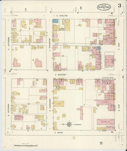 Sanborn Fire Insurance Map from Georgetown, Scott County, Kentucky (1912), Sheet #0003 - Complete Map Set gallery image, historic Sanborn map, vintage wall art, Kentucky Kentucky