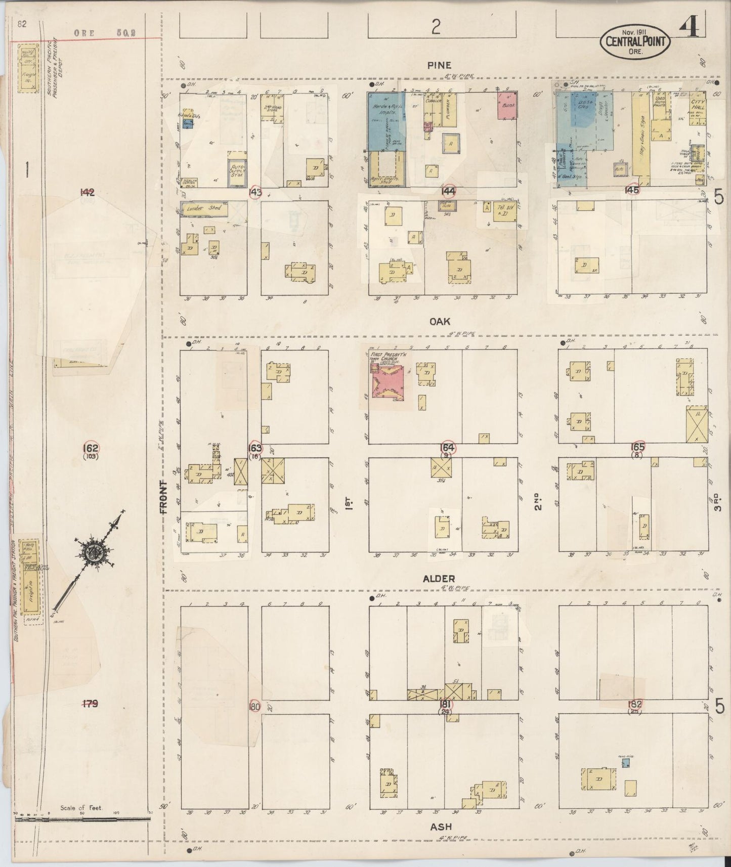 Sanborn Fire Insurance Map from Central Point, Jackson County, Oregon (1930), Sheet #0004 - Complete Map Set gallery image, historic Sanborn map, vintage wall art, Oregon Oregon