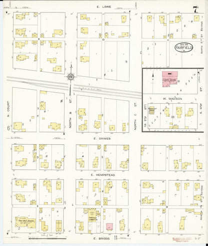 Sanborn Fire Insurance Map from Fairfield, Jefferson County, Iowa (1913), Sheet #0007 - Historic Sanborn Fire Insurance Map Print