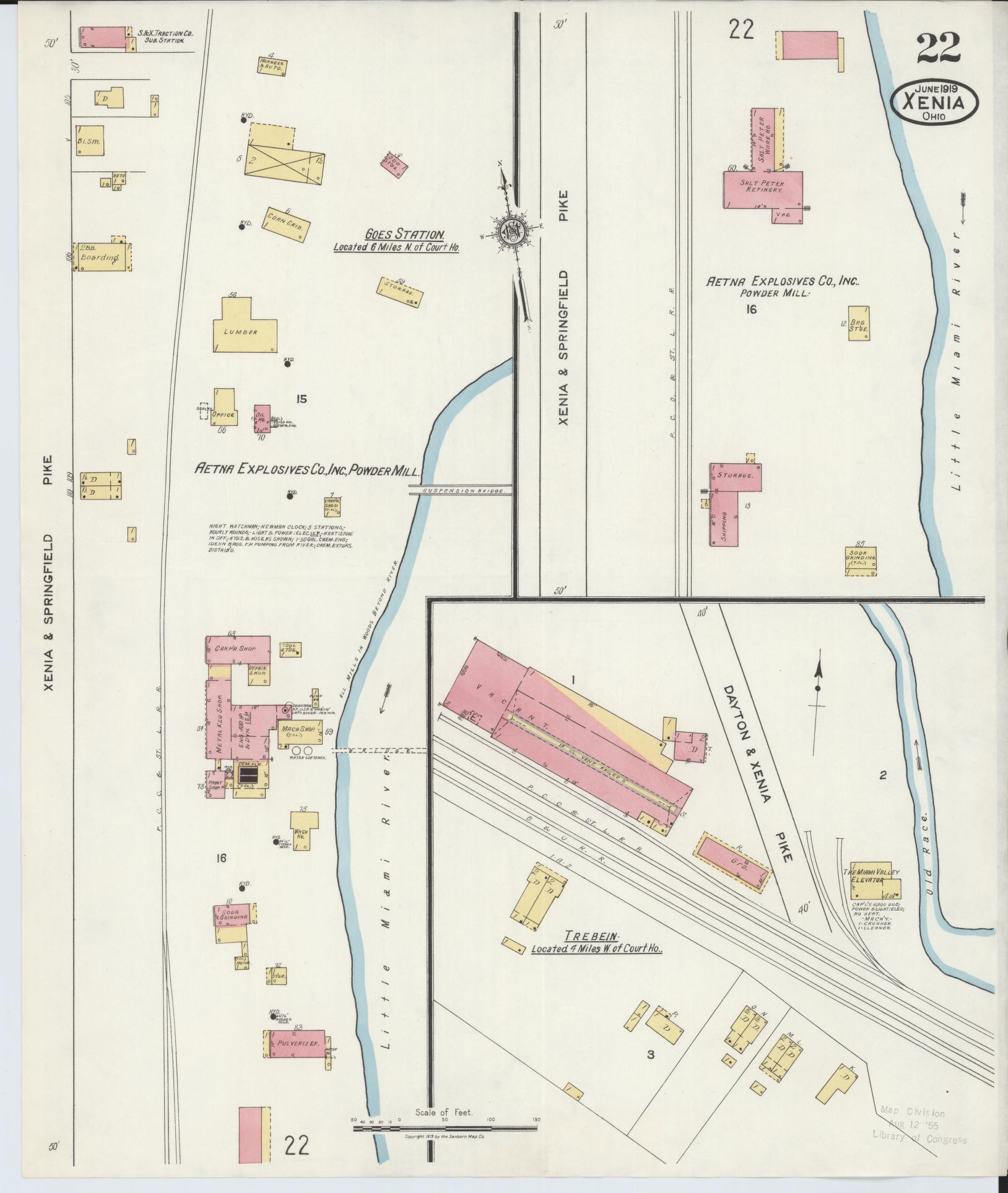 Sanborn Fire Insurance Map from Xenia, Greene County, Ohio (1919), Sheet #0022 - Historic Sanborn Fire Insurance Map Print, vintage old map wall art, antique decor, genealogy gift, Ohio Ohio map