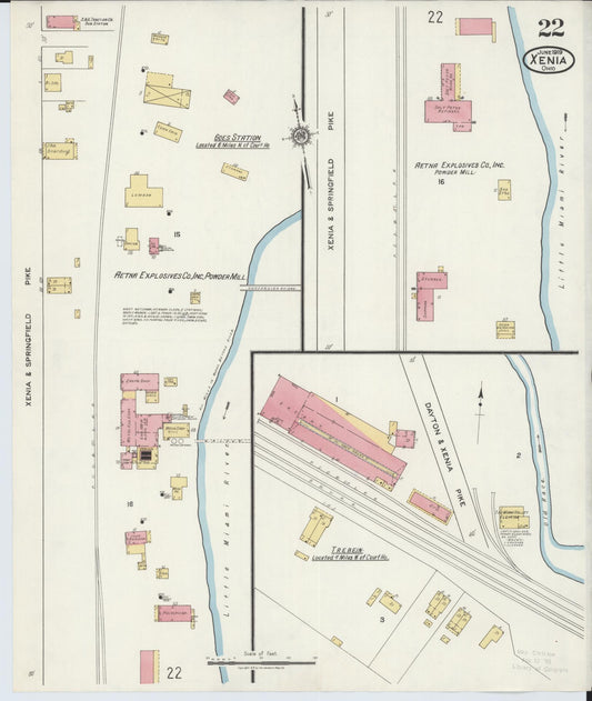 Sanborn Fire Insurance Map from Xenia, Greene County, Ohio (1919), Sheet #0022 - Historic Sanborn Fire Insurance Map Print, vintage old map wall art, antique decor, genealogy gift, Ohio Ohio map