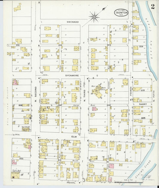 Sanborn Fire Insurance Map from Ironton, Lawrence County, Ohio (1909), Sheet #0002 - Historic Sanborn Fire Insurance Map Print, vintage old map wall art, antique decor, genealogy gift, Ohio Ohio map