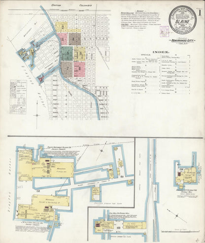Sanborn Fire Insurance Map from Blaine, Whatcom County, Washington (1902), Sheet #0001 - Complete Map Set gallery image, historic Sanborn map, vintage wall art, Washington Washington