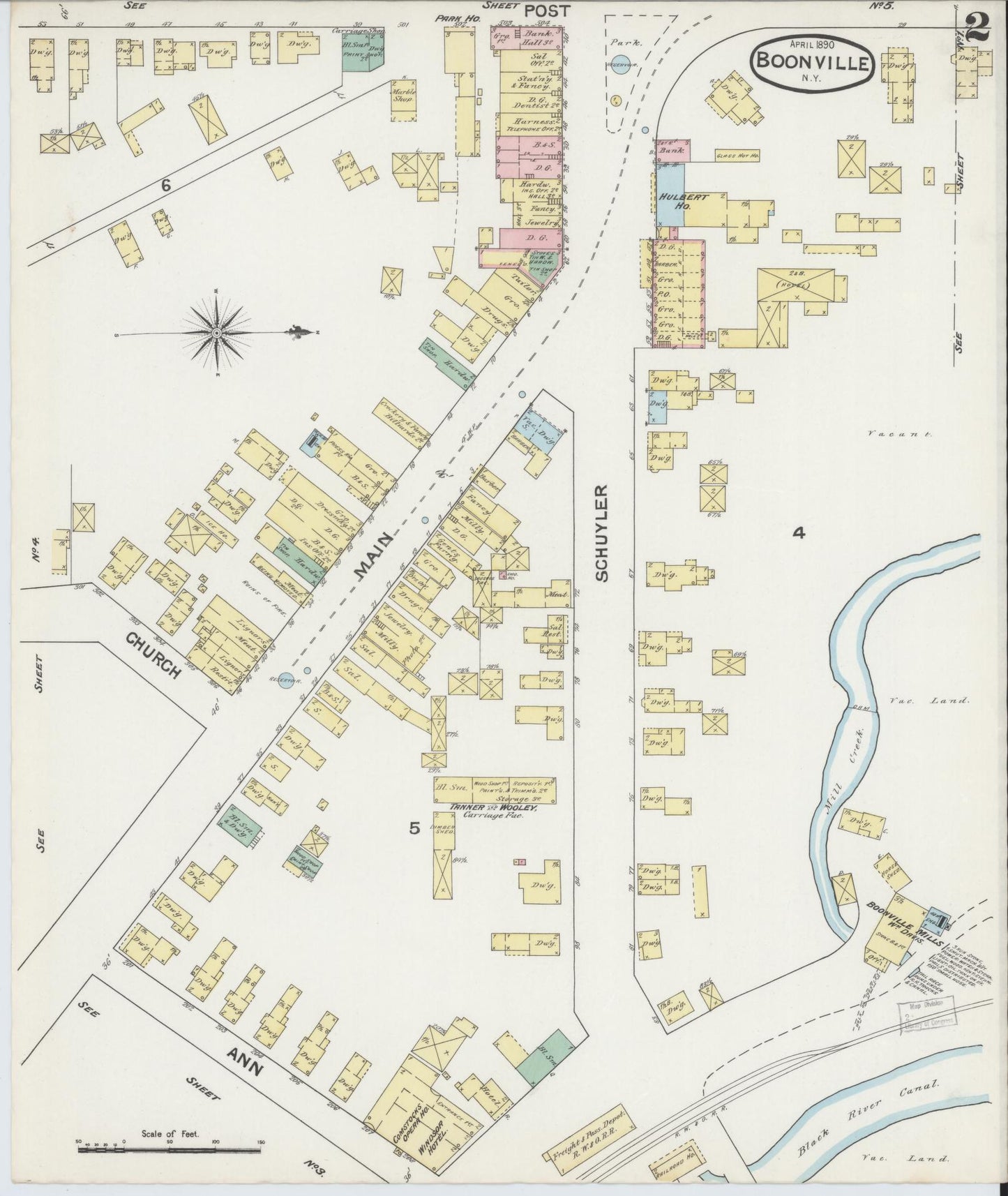 Sanborn Fire Insurance Map from Boonville, Oneida County, New York (1890), Sheet #0002 - Complete Map Set gallery image, historic Sanborn map, vintage wall art, New York New York