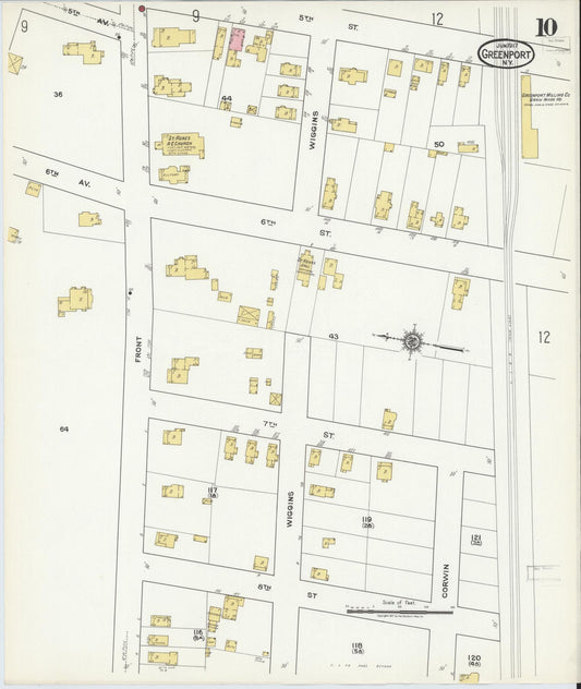 Sanborn Fire Insurance Map from Greenport, Suffolk County, New York (1917), Sheet #0010 - Historic Sanborn Fire Insurance Map Print, vintage old map wall art, antique decor, genealogy gift, New York New York map