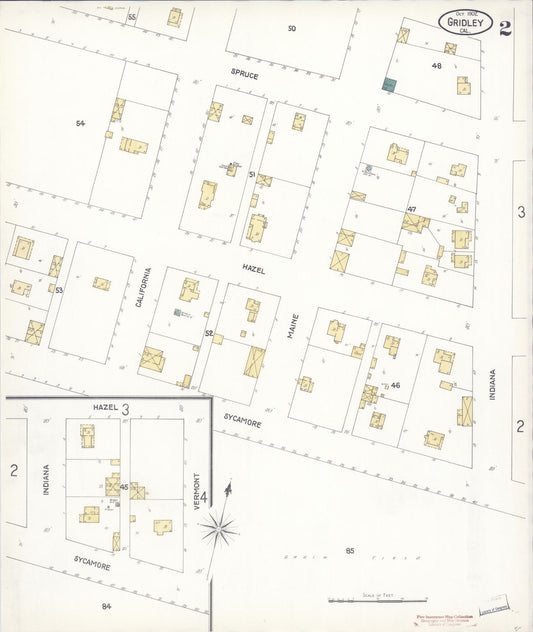 Sanborn Fire Insurance Map from Gridley, Butte County, California (1902), Sheet #0002 - Historic Sanborn Fire Insurance Map Print, vintage old map wall art, antique decor, genealogy gift, California California map