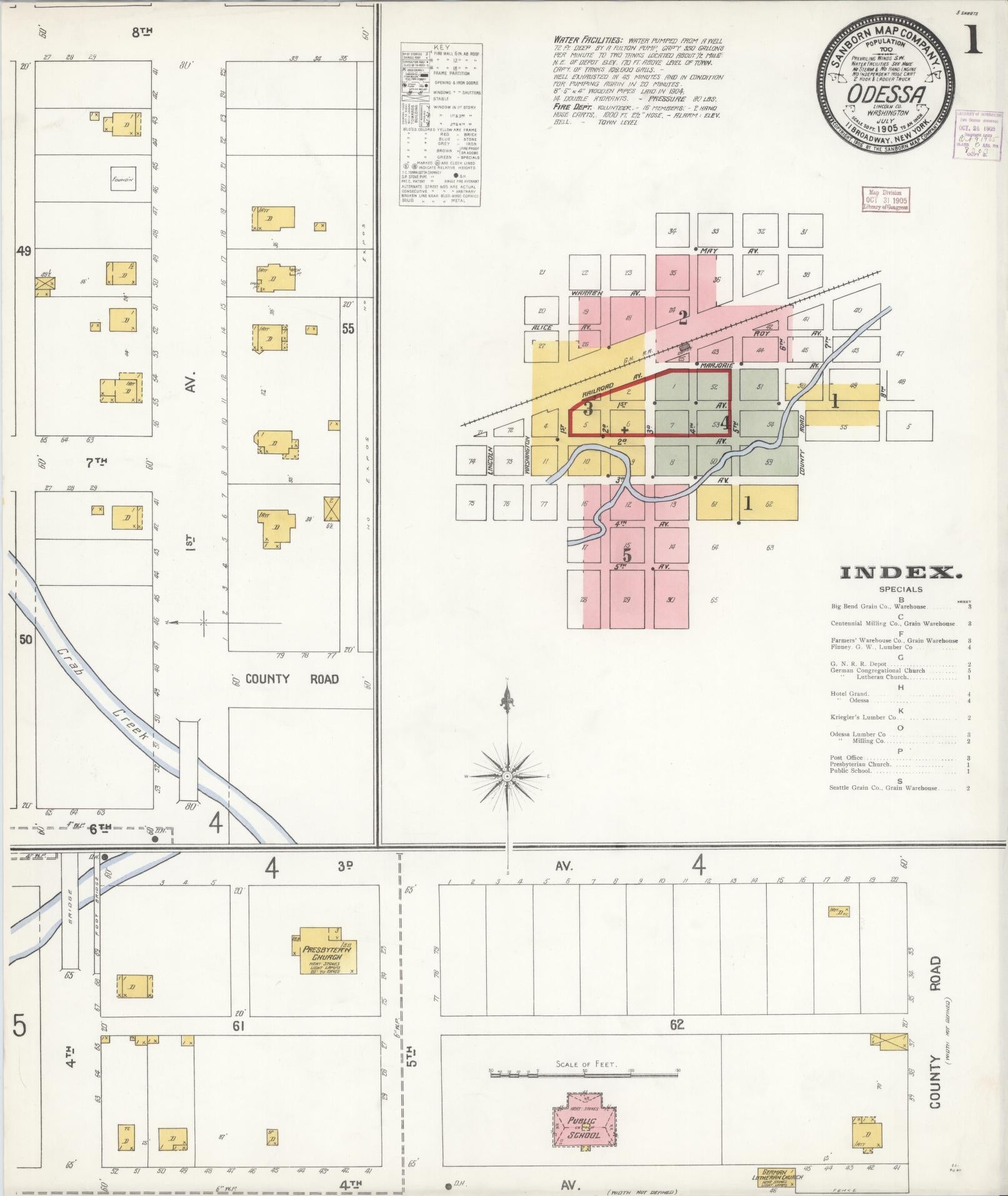 Sanborn Fire Insurance Map from Odessa, Lincoln County, Washington (1905), Sheet #0001 - Complete Map Set gallery image, historic Sanborn map, vintage wall art, Washington Washington