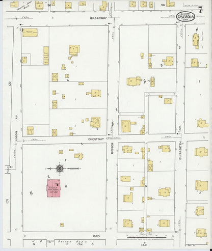 Sanborn Fire Insurance Map from Osceola, Mississippi County, Arkansas (1919), Sheet #0007 - Complete Map Set gallery image, historic Sanborn map, vintage wall art, Arkansas Arkansas