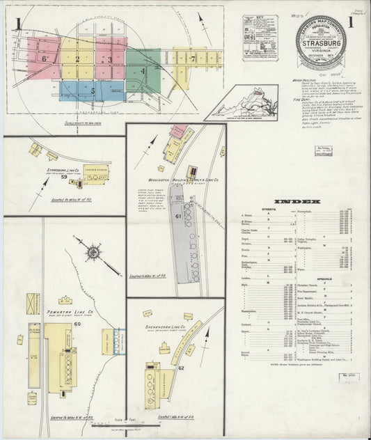 Sanborn Fire Insurance Map from Strasburg, Shenandoah County, Virginia (1923), Sheet #0001 - Complete Map Set gallery image, historic Sanborn map, vintage wall art, Virginia Virginia