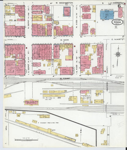 Sanborn Fire Insurance Map from Ionia, Ionia County, Michigan (1920), Sheet #0006 - Historic Sanborn Fire Insurance Map Print, vintage old map wall art, antique decor, genealogy gift, Michigan Michigan map