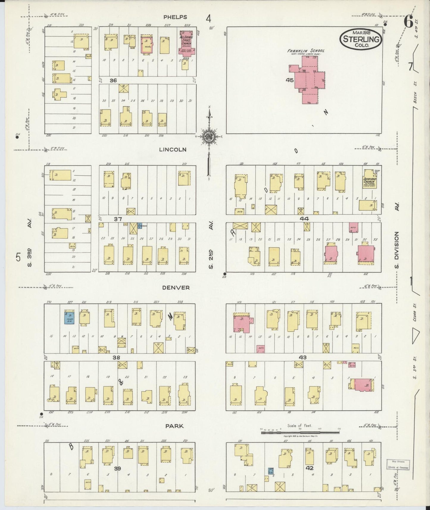 Sanborn Fire Insurance Map from Sterling, Logan County, Colorado (1918), Sheet #0006 - Complete Map Set gallery image, historic Sanborn map, vintage wall art, Colorado Colorado