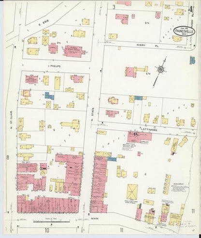 Sanborn Fire Insurance Map from Painesville, Lake County, Ohio (1911), Sheet #0004 - Historic Sanborn Fire Insurance Map Print, vintage old map wall art, antique decor, genealogy gift, Ohio Ohio map