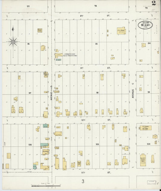 Sanborn Fire Insurance Map from Miami, Dade County, Florida (1899), Sheet #0002 - Historic Sanborn Fire Insurance Map Print, vintage old map wall art, antique decor, genealogy gift, Florida Florida map