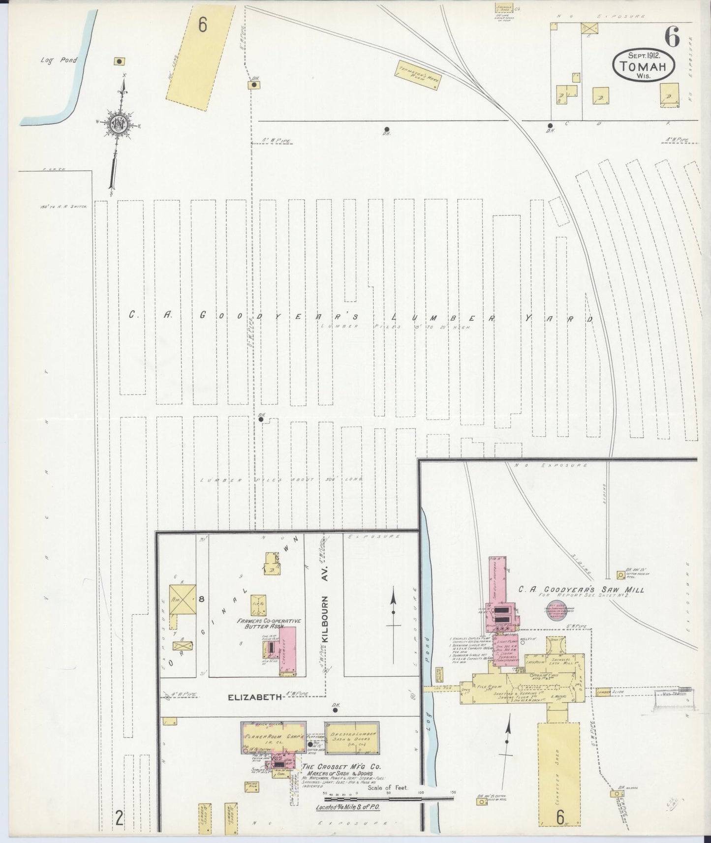 Sanborn Fire Insurance Map from Tomah, Monroe County, Wisconsin (1912), Sheet #0006 - Complete Map Set gallery image, historic Sanborn map, vintage wall art, Wisconsin Wisconsin