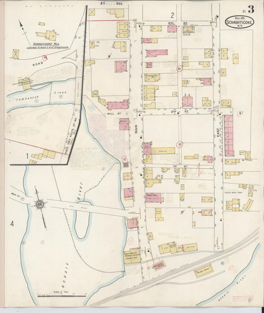 Sanborn Fire Insurance Map from Schaghticoke, Rensselaer County, New York (1938), Sheet #0003 - Historic Sanborn Fire Insurance Map Print, vintage old map wall art, antique decor, genealogy gift, New York New York map