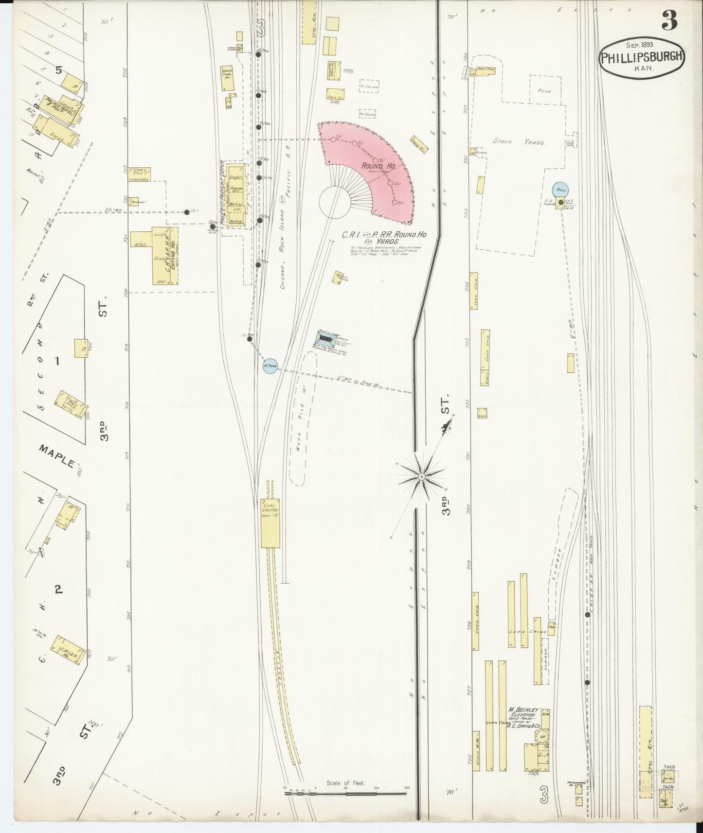 Sanborn Fire Insurance Map from Phillipsburg, Phillips County, Kansas (1893), Sheet #0003 - Complete Map Set gallery image, historic Sanborn map, vintage wall art, Kansas Kansas