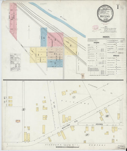 Sanborn Fire Insurance Map from Whiting, Lake County, Indiana (1896), Sheet #0001 - Historic Sanborn Fire Insurance Map Print, vintage old map wall art, antique decor, genealogy gift, Indiana Indiana map