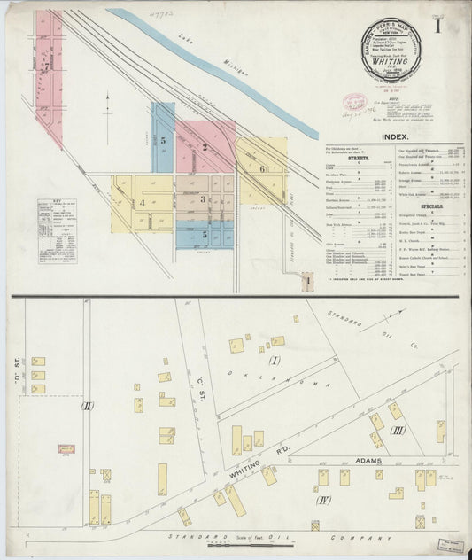 Sanborn Fire Insurance Map from Whiting, Lake County, Indiana (1896), Sheet #0001 - Historic Sanborn Fire Insurance Map Print, vintage old map wall art, antique decor, genealogy gift, Indiana Indiana map