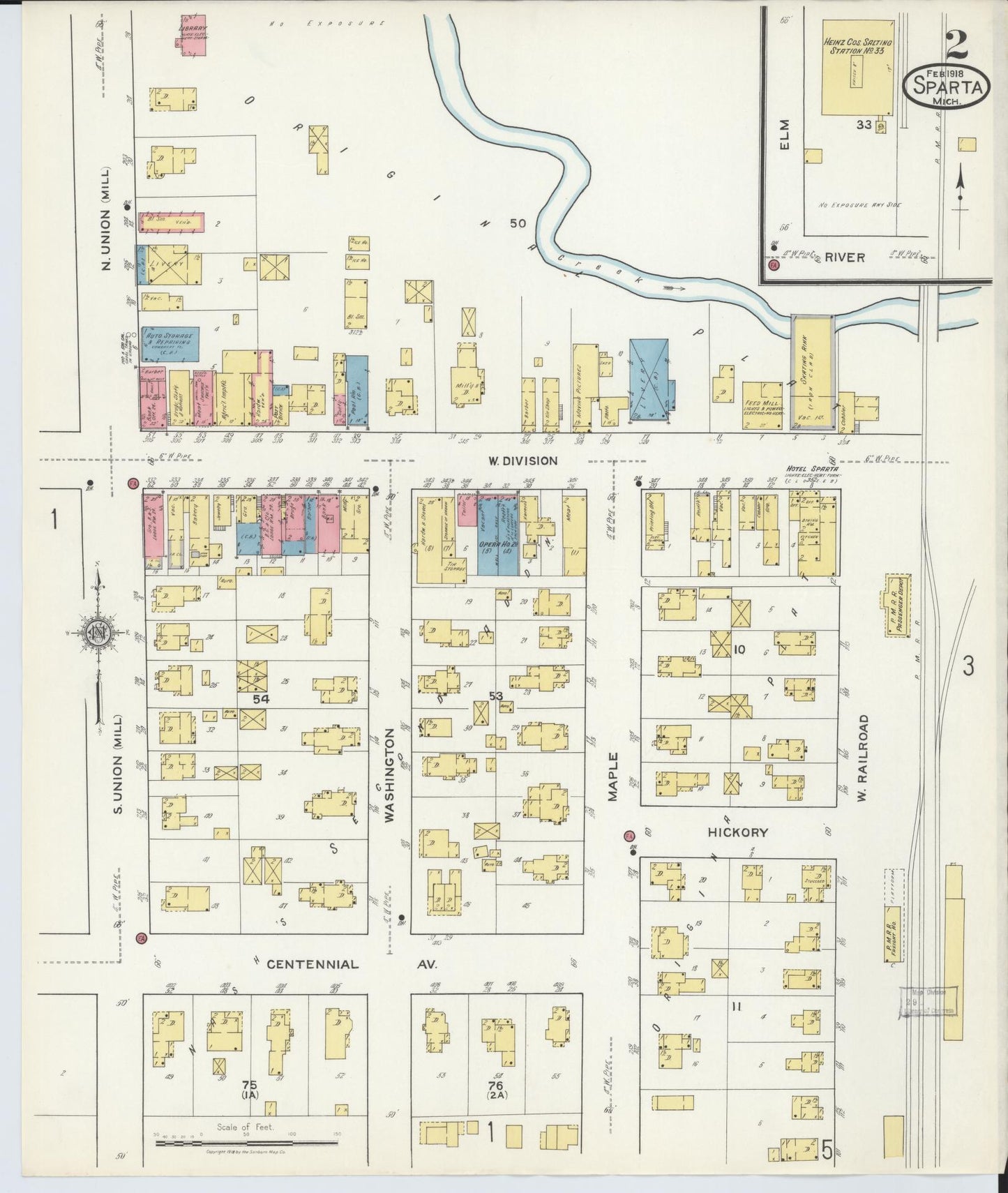 Sanborn Fire Insurance Map from Sparta, Kent County, Michigan (1918), Sheet #0002 - Complete Map Set gallery image, historic Sanborn map, vintage wall art, Michigan Michigan