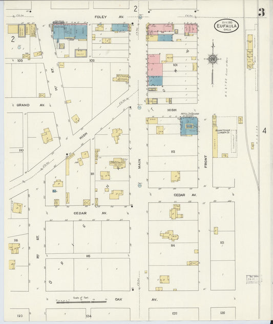 Sanborn Fire Insurance Map from Eufala, McIntosch County, Oklahoma (1910), Sheet #0003 - Historic Sanborn Fire Insurance Map Print, vintage old map wall art, antique decor, genealogy gift, Oklahoma Oklahoma map