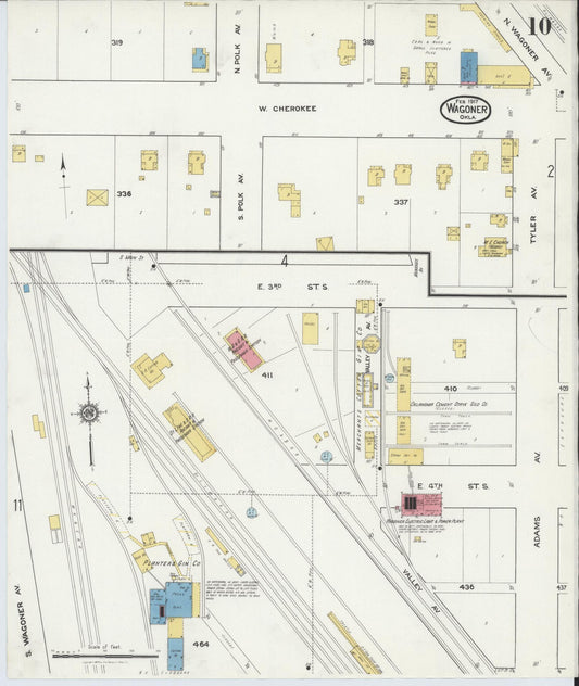 Sanborn Fire Insurance Map from Wagoner, Wagoner County, Oklahoma (1917), Sheet #0010 - Historic Sanborn Fire Insurance Map Print, vintage old map wall art, antique decor, genealogy gift, Oklahoma Oklahoma map