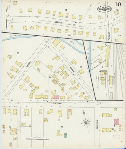 Sanborn Fire Insurance Map from Willimantic, Windham County, Connecticut (1897), Sheet #0010 - Complete Map Set gallery image, historic Sanborn map, vintage wall art, Connecticut Connecticut